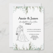 Wedding Invitation minimalist line art couple 招待状 (正面)