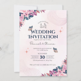 Wedding Invitation Modern Typography Minimal 招待状