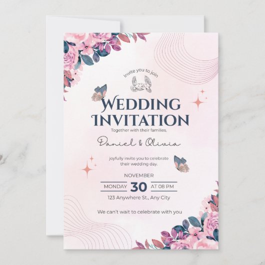 Wedding Invitation Modern Typography Minimal 招待状 (正面)
