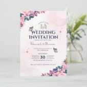 Wedding Invitation Modern Typography Minimal 招待状 (スタンド正面)