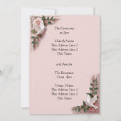 Wedding Invitation Pink Roses & Doves Wedding 招待状 (裏面)