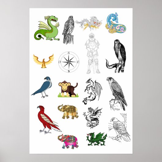 Wedding Invitation Poster | Elegant Animal Art ポスター (正面)