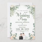 Wedding Invitation Romantic Soft Beige Design 招待状 (正面)