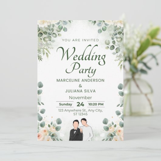 Wedding Invitation Romantic Soft Beige Design 招待状 (スタンド正面)