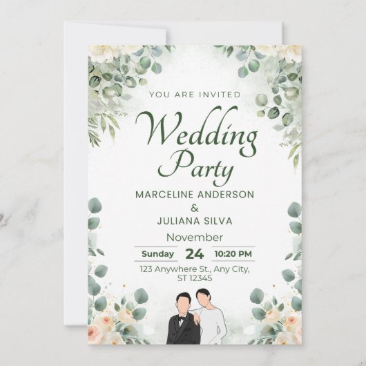 Wedding Invitation Romantic Soft Beige Design 招待状 (裏面)