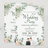 Wedding Invitation Romantic Soft Beige Design 招待状 (正面/裏面)