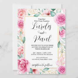  Wedding invitation Roses Pink 招待状