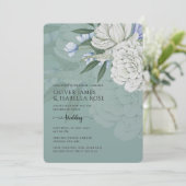 Wedding Invitation | Sage Green & White Peonies 招待状 (スタンド正面)
