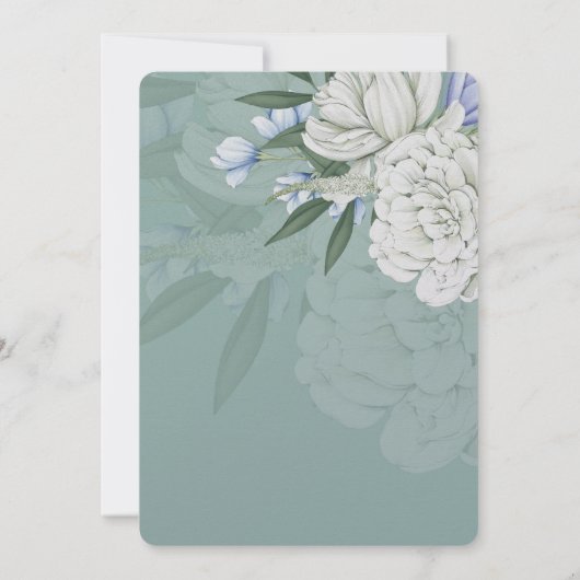 Wedding Invitation | Sage Green & White Peonies 招待状 (裏面)