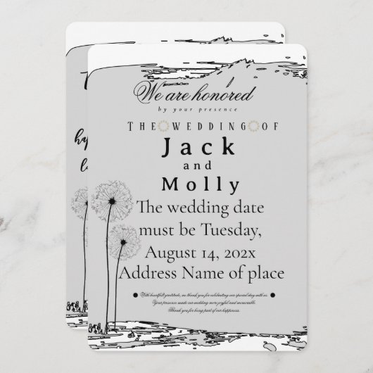 Wedding invitation Simplicity that speaks of luxry 招待状 (正面/裏面)