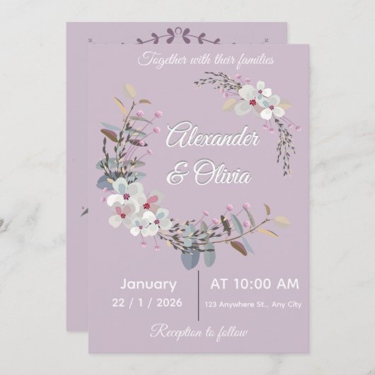 Wedding Invitation Template - Editable & printable 招待状 (正面/裏面)
