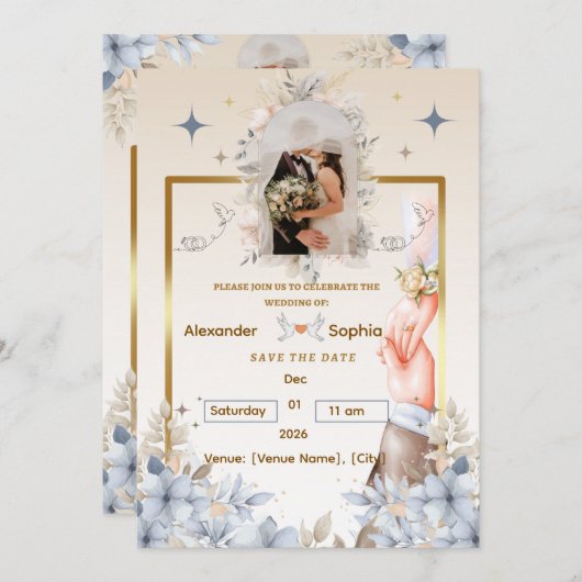 Wedding Invitation | Template for Names &date 招待状 (正面/裏面)