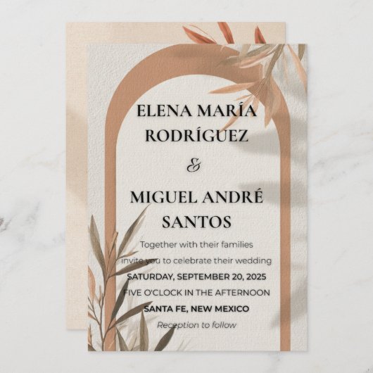 Wedding Invitation Terracotta Arch Olive Branch 招待状 (正面/裏面)