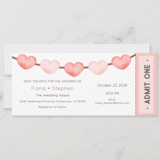 Wedding Invitation, Wedding Ceremony Reception 招待状 (正面)