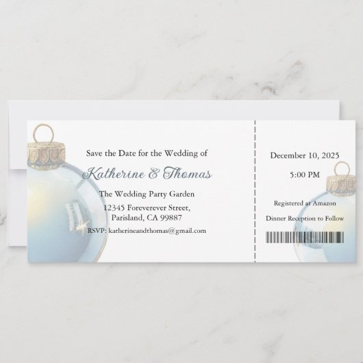Wedding Invitation, Wedding Stationary, Christmas 招待状 (正面)
