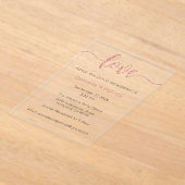 Wedding Invitation, Wedding Stationary, Heart アクリル招待状 (レイダウン)