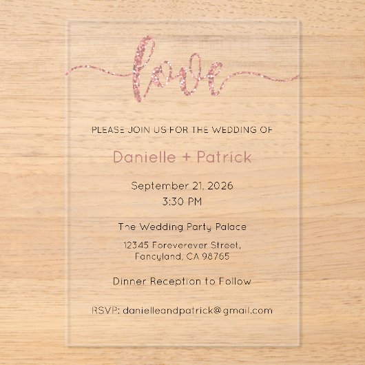 Wedding Invitation, Wedding Stationary, Heart アクリル招待状 (正面)