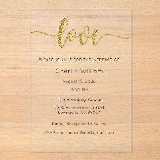 Wedding Invitation, Wedding Stationary, Love アクリル招待状
