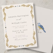 Wedding Invitation with Botanical Frame & Bird 招待状
