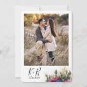 Wedding Invitation with Dark Pink & Blue Flowers 招待状 (裏面)