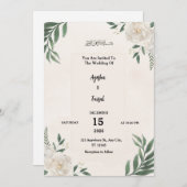 Wedding Invitation with Elegant Greenery and White プログラム (正面/裏面)