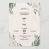 Wedding Invitation with Elegant Greenery and White プログラム (正面)