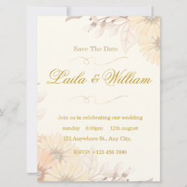  Wedding Invitation with Pastel Floral Design 招待状