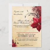 Wedding invitation with Red flowers 招待状 (正面)