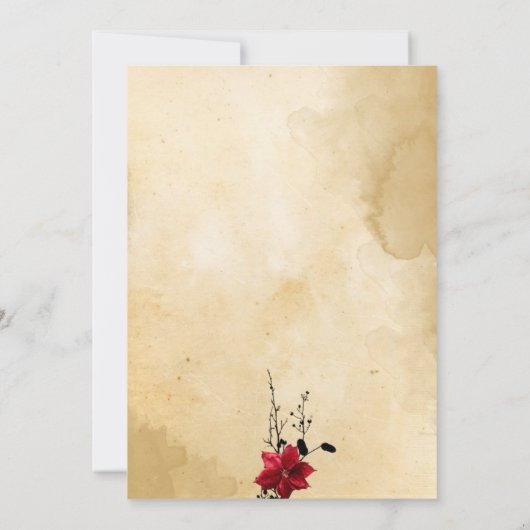 Wedding invitation with Red flowers 招待状 (裏面)
