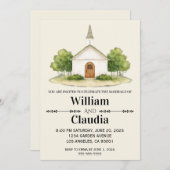 Wedding Invitation with Watercolor Venue Painting 招待状 (正面/裏面)