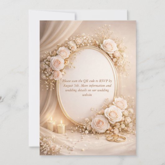 Wedding invitation with white flowers 招待状 (裏面)