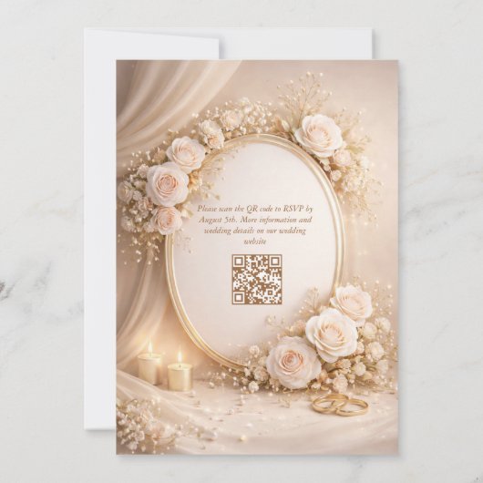 Wedding invitation with white flowers 招待状 (裏面)