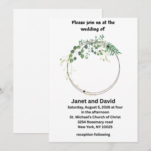 Wedding Invitations 招待状 (正面/裏面)
