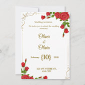 Wedding invitations adorned with red roses are in  招待状 (正面)