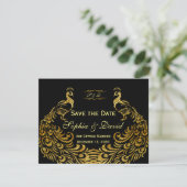 Wedding Invitations | Gold Peacock SAVE THE DATE セーブザデート (スタンド正面)