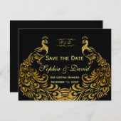 Wedding Invitations | Gold Peacock SAVE THE DATE セーブザデート (正面/裏面)