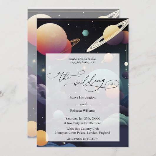 Wedding inviteデザインof Galactic Dreams 招待状 (正面/裏面)