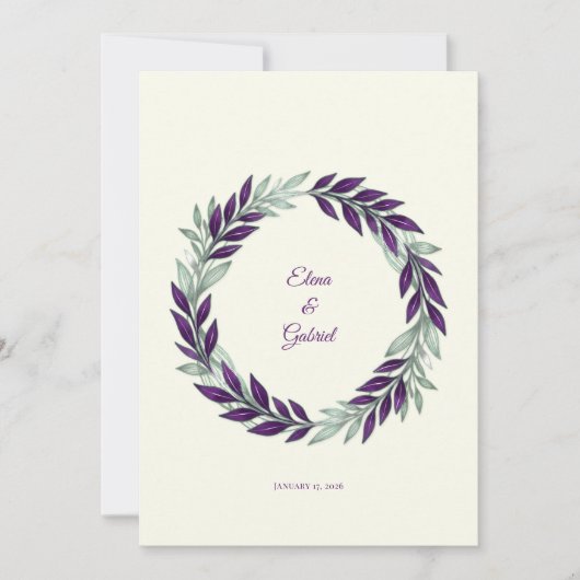 Wedding Ivory and Wreath / Boda Marfil y Corona 招待状 (正面)