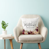 Wedding Keepsakeバーガンディの花の氏および夫人 クッション (椅子)