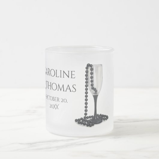 Wedding Keepsake Mug Elegant Pearl Design フロストグラスマグカップ (中央)