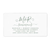 Wedding Large Monogram Script Return Address ラベル (正面)