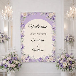 Wedding lavender champagne cream welcome ポスター