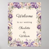 Wedding lavender champagne cream welcome ポスター (正面)