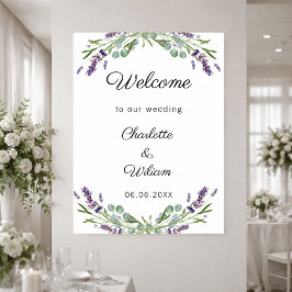 Wedding lavender eucalyptus greenery welcome ポスター