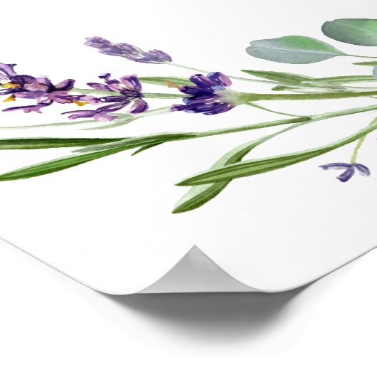 Wedding lavender eucalyptus greenery welcome ポスター (角)