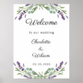Wedding lavender eucalyptus greenery welcome ポスター (正面)