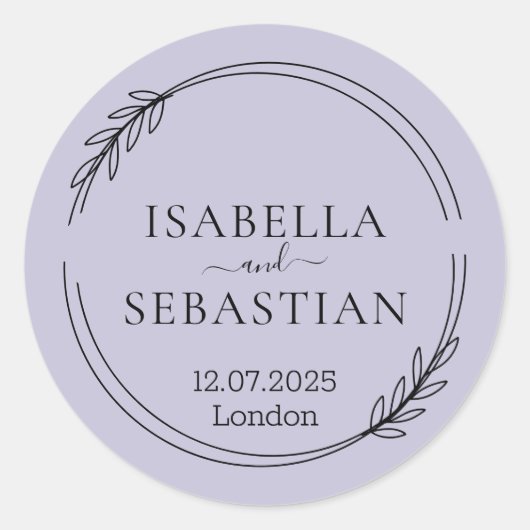 Wedding Lavender Lilac Color ラウンドシール (正面)