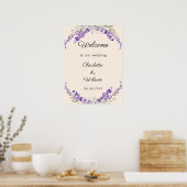 Wedding lavender watercolored cream welcome ポスター (キッチン)