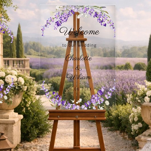 Wedding lavender watercolored welcome アクリルサイン