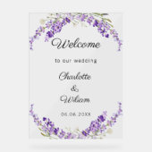 Wedding lavender watercolored welcome アクリルサイン (正面)